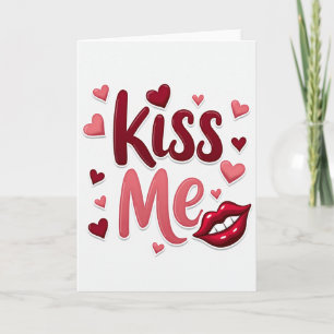 Cartão de Amor Beije Me Lábios Simples