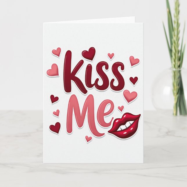 Cartão de Amor Beije Me Lábios Simples (Frente)