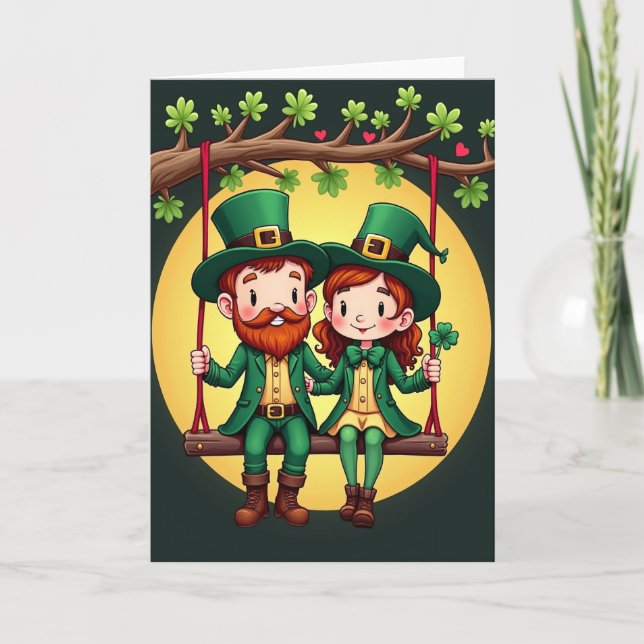 Cartão de Amor Clover Hearts Leprechaun (Frente)