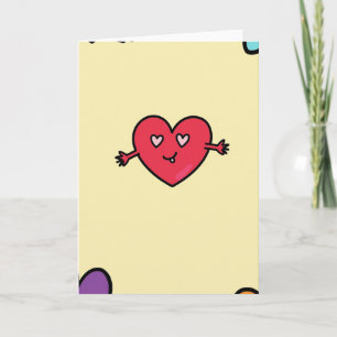 Cartão de Amor com Abraços de Coração Fofo
