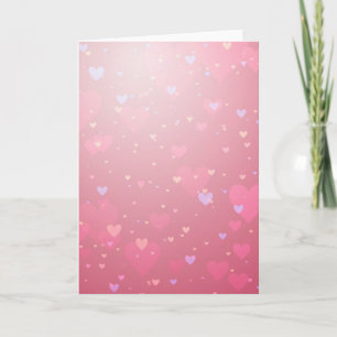Cartão de Amor com Bokeh de Corações Rosas
