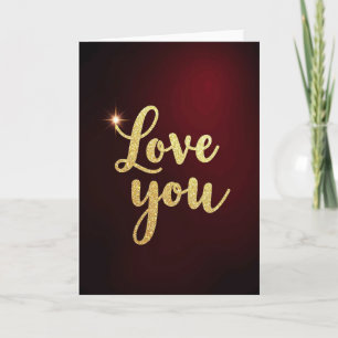 Cartão de Amor com Brilho Dourado Romântico