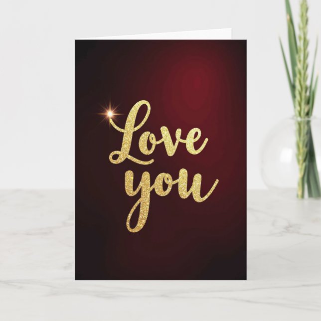 Cartão de Amor com Brilho Dourado Romântico (Frente)