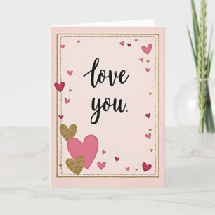 Cartão de Amor com Brilho Rosa