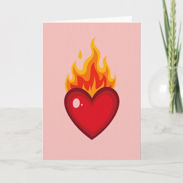 Cartão de Amor com Coração Ardente (Frente)