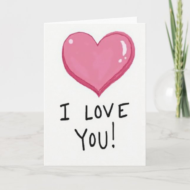 Cartão de Amor com Coração Brilhante Rosa (Frente)