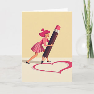 Cartão de Amor com Coração Desenhado à Mão