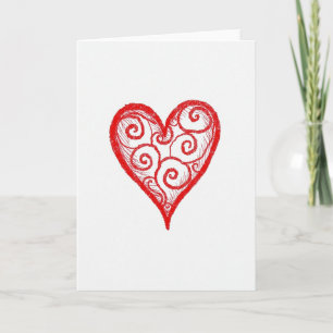 Cartão de Amor com Coração Desenhado à Mão