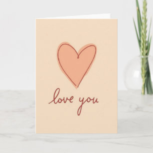 Cartão de Amor com Coração Desenhado à Mão Simples