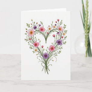 Cartão de Amor com Coração Floral