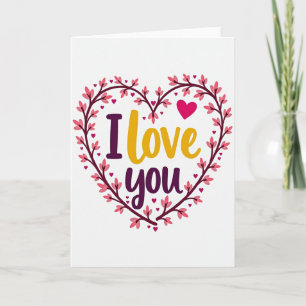 Cartão de amor com coração floral simples