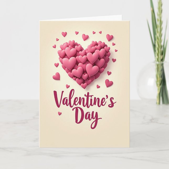 Cartão de Amor com Coração Rosa Romântico (Frente)