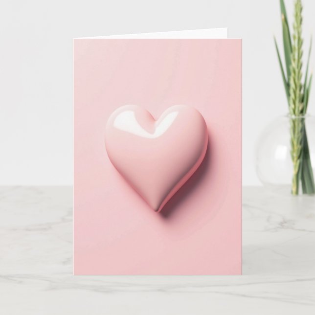 Cartão de Amor com Coração Rosa Simples (Frente)