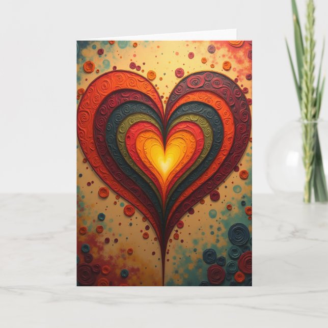 Cartão de Amor com Coração Simples em Camadas (Frente)