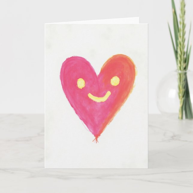 Cartão de Amor com Coração Sorridente (Frente)