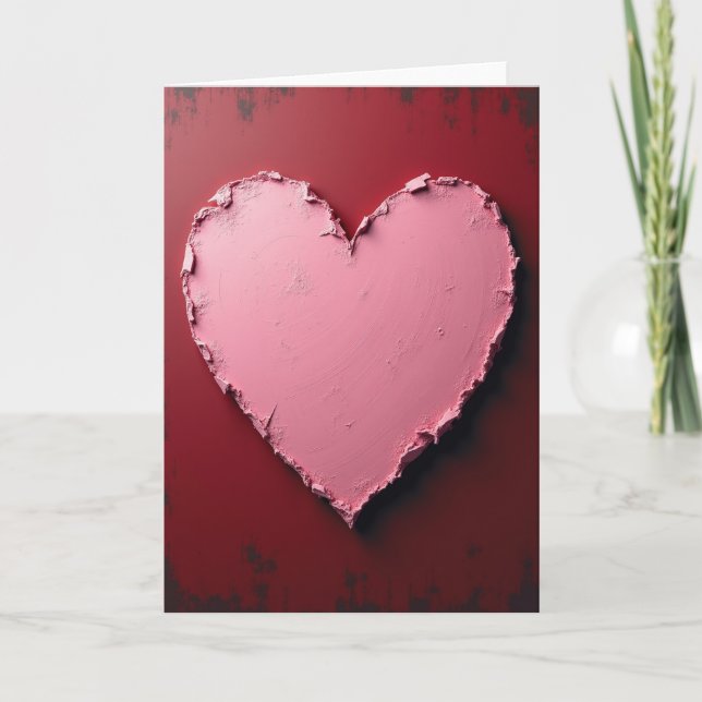 Cartão de Amor com Coração Texturizado Rosa (Frente)