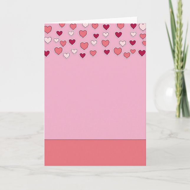 Cartão de Amor com Corações Caindo Rosa (Frente)