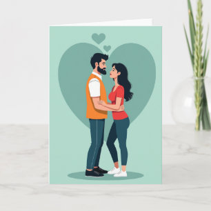 Cartão de Amor com Corações de Casal