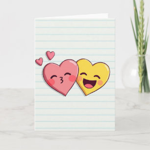 Cartão de Amor com Corações de Emoji Doce
