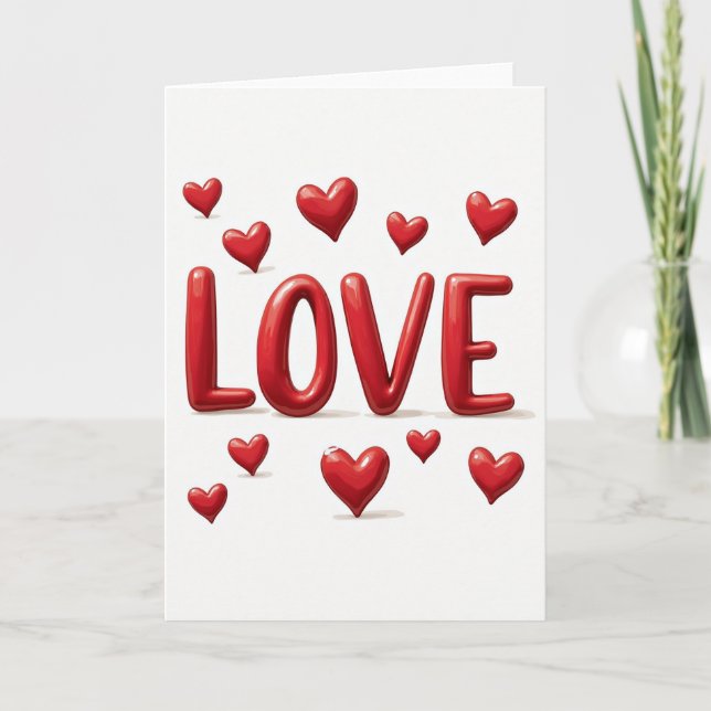 Cartão de Amor com Corações Espalhados Simples (Frente)