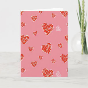 Cartão de Amor com Corações Rabiscados Rosa