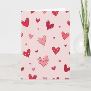 Cartão de Amor com Corações Rosa Doce
