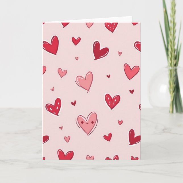 Cartão de Amor com Corações Rosa Doce (Frente)