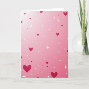 Cartão de Amor com Corações Rosas Brilhantes