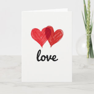 Cartão de Amor com Corações Vermelhos Simples