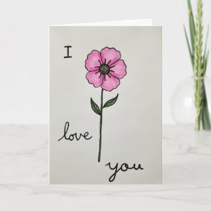 Cartão de Amor com Flor Rosa