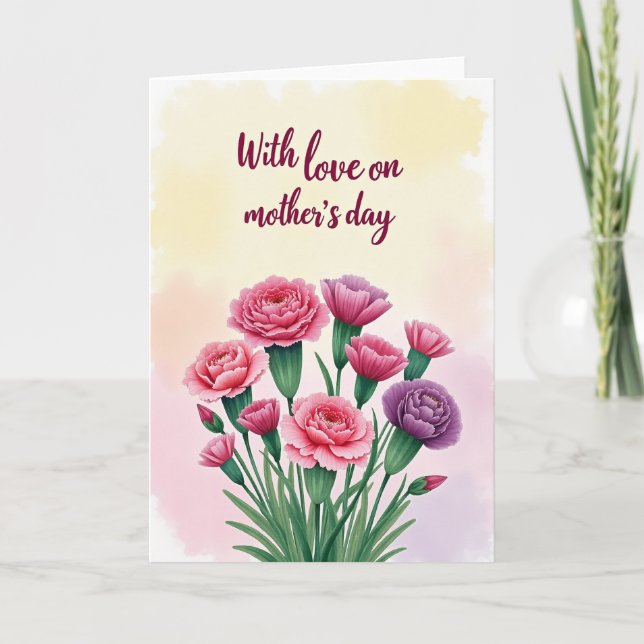 Cartão de Amor com Flores em Aquarela (Frente)