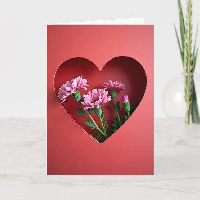 Cartão de Amor com Flores Rosas Sinceras (Frente)