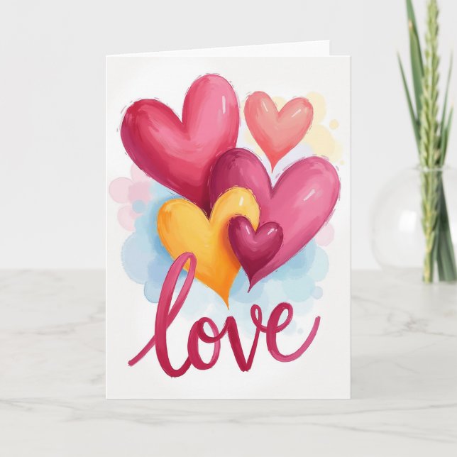 Cartão de Amor com Padrão de Coração (Frente)