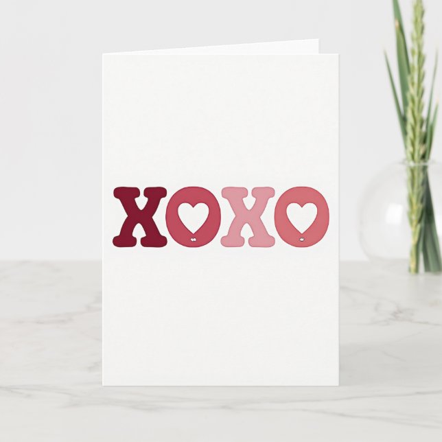 Cartão de Amor com Padrão Heart Xoxo (Frente)