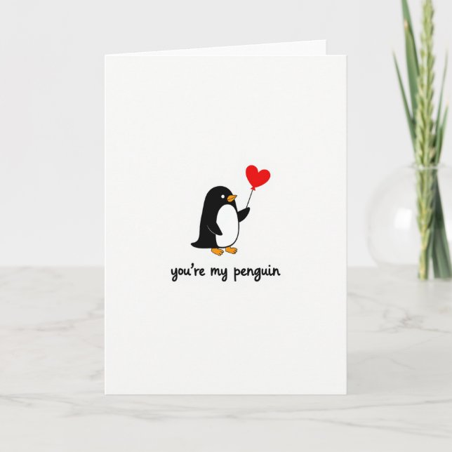 Cartão de Amor com Pinguim Fofo (Frente)
