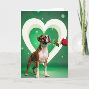 Cartão de Amor com Rosa para Cachorro Boxer