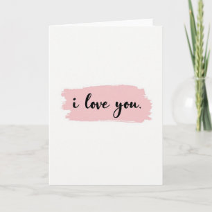Cartão de Amor com Traço de Tinta Rosa Minimalista