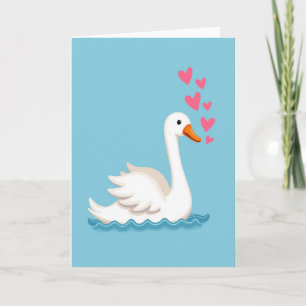 Cartão de Amor Coração de Cisne Elegante