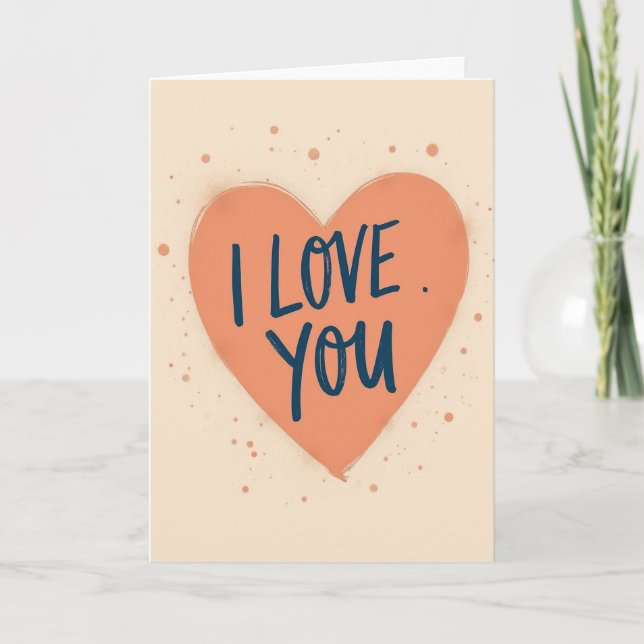 Cartão de Amor Coração de Pêssego (Frente)