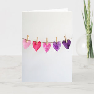 Cartão de Amor Corações Aquarela