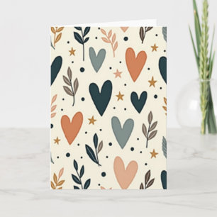 Cartão de Amor Corações Boho Verde