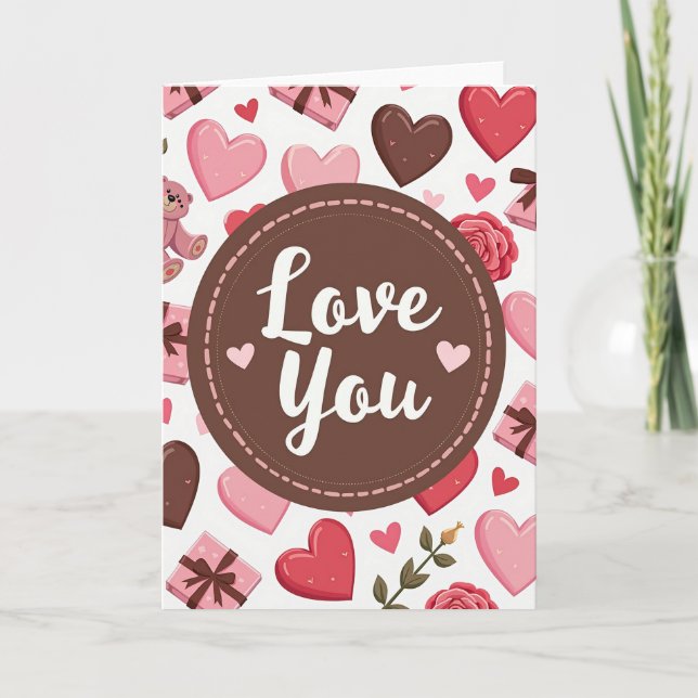 Cartão de Amor Corações e Rosas (Frente)
