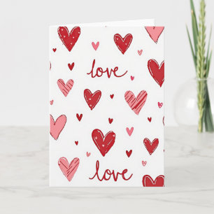 Cartão de Amor Corações Rosa Vermelho