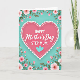 Cartão de Amor das Mães Coração Azul-Verde