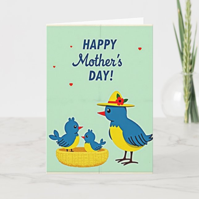 Cartão de Amor das Mães Retrô (Frente)
