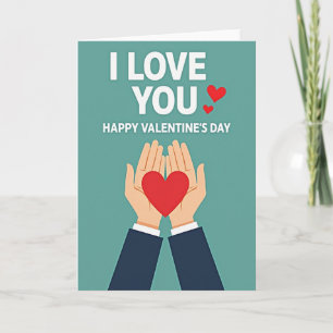 Cartão de Amor das Mãos Coração Carmesim