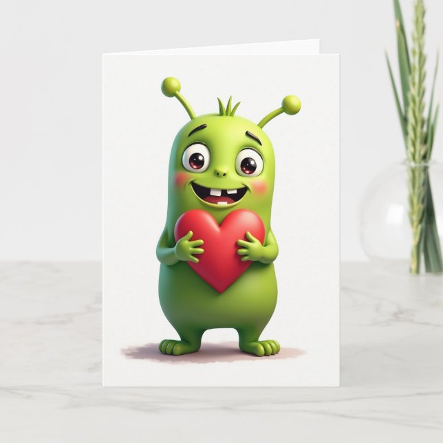 Cartão de Amor de Alien Fofo (Frente)