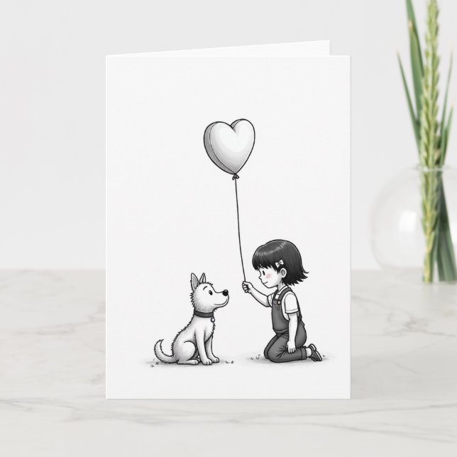 Cartão de Amor de Balão de Coração Simples (Frente)