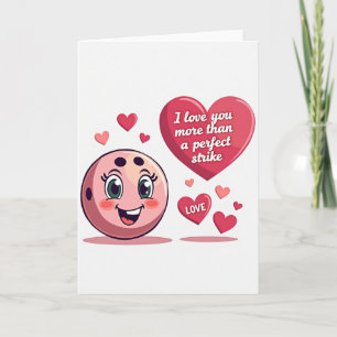 Cartão de Amor de Bola de Boliche Rosa