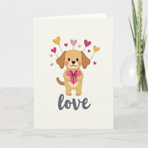 Cartão de Amor de Cachorrinho com Carinho